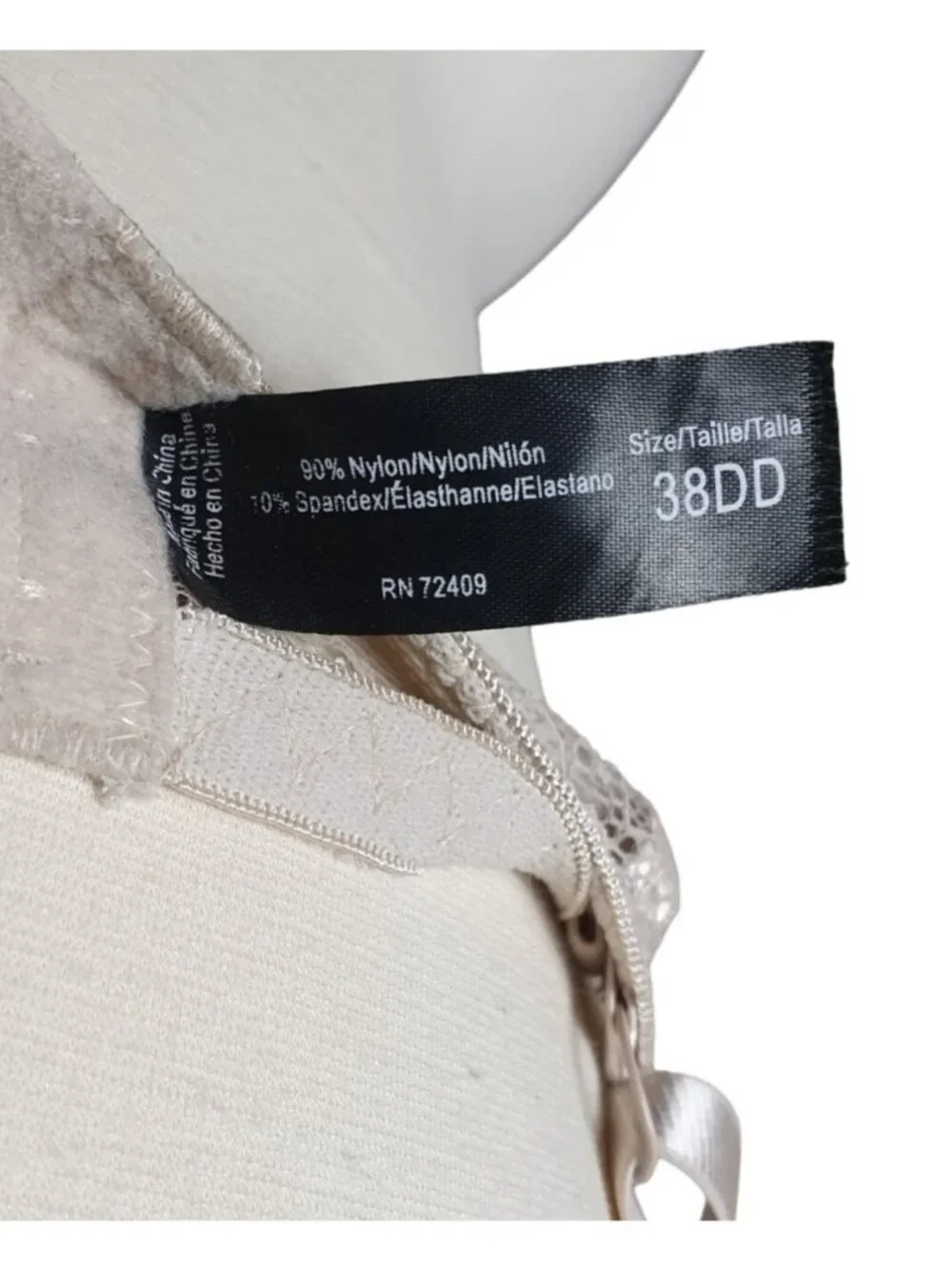 Rene Rofe Bra 38DD Beige Lace Underwire Lightly Padded Full Coverage Elegant 38E - Picture 6 of 7